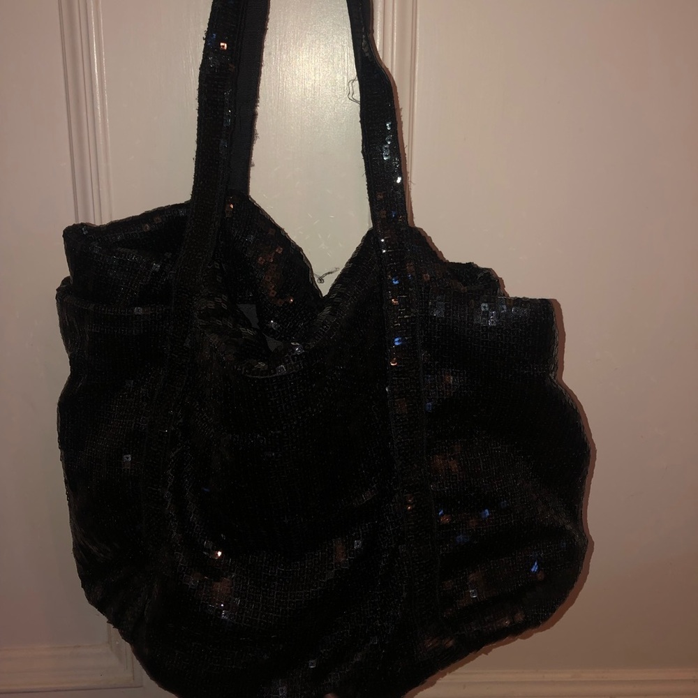 Black Sequined Tote Bag